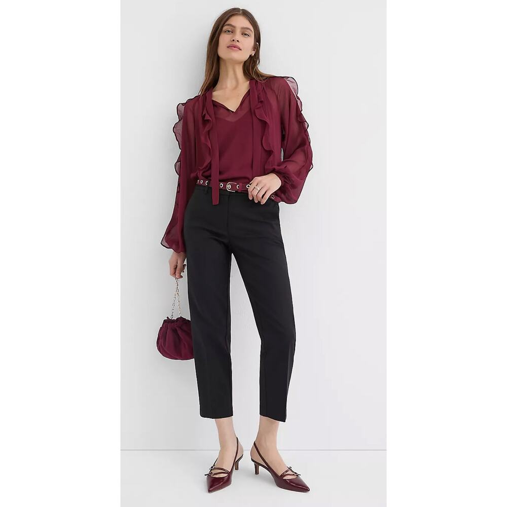 Loft Riviera Slim Ankle Pants Trouser in Doubleweave Black Womens Size 6 New